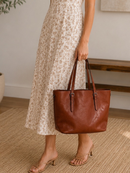 Handbags - Classic Brown Leather Tote Bag for Women! NWOT!